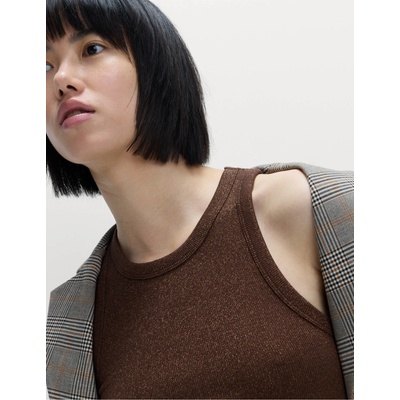 Marks & Spencer Блестящ потник с висок процент памук Marks & Spencer кафяв Marks & Spencer | Kafyav | ЖЕНИ | 6