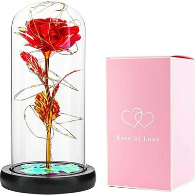 SOLEX ROSE OF LOVE VRS-25R věčná růže ve skle s LED červená