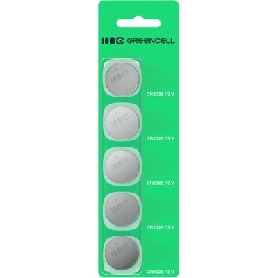 *Green Cell X5CR2025 CR2025 lithiové knoflíkové 3V 160 mAh – 5ks blistr (váhy, kalkulačky, počítače, glukometry, dálkové ovladače do auta)