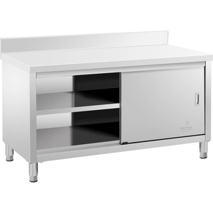 Royal Catering Работен шкаф от неръждаема стомана - 150 x 70 x 85 см - товароносимост - 600 кг RCSSCB-150X70-E-B (RCSSCB-150X70-E-B)
