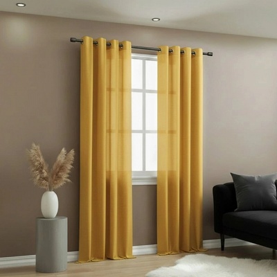 Dekorační dlouhý jednobarevný závěs s kroužky EASY TOP mustard 1x140x250 cm (cena za 1 kus) MyBestHome