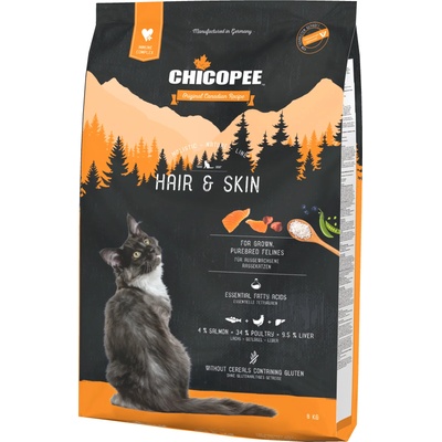 Chicopee Holistic Nature Line Hair&Skin-Храна за котка за израснали породисти котки, блестяща и еластична кожа и козина-8 кг