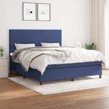vidaXL Боксспринг легло с матрак, синьо, 160x200 см, плат (3141631)