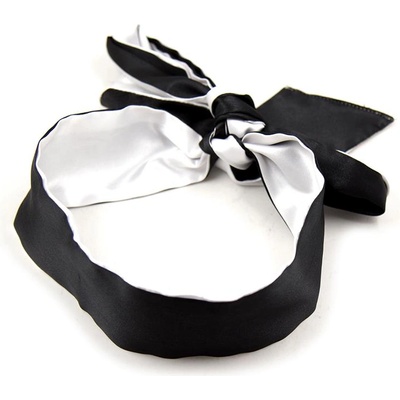 LateToBed BDSM Line Satin Blindfold Black-White