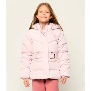 GUESS Детско зимно яке с колан и качулка Guess в розово