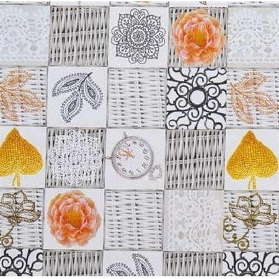 Impol Trade Ubrus PVC 3581247 návinproutí šedé s květy a srdíčky 20 mx140 cm