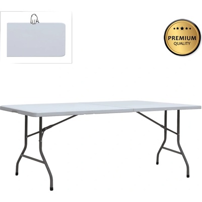 TopMebel Capri TopMebel сгъваема кетъринг маса - конферентна - тип куфар, цвят ледено бяло, 240x76x74 см