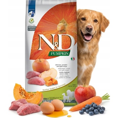 N&D Pumpkin Dog Adult Medium & Maxi Grain Free Boar Pumpkin & Apple 12 kg