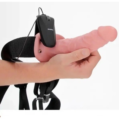 RealRock Vibrating Hollow Strap on dutý připínací penis tělový 21 cm – Zboží Dáma