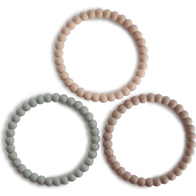 Mushie náramkové hryzátko zo silikónu Pearl Clary Sage Tuscany Desert Sand