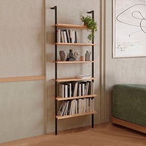 TopMebel Метална - меламинова стенна библиотека Madison TopMebel в черен - бор цвят 60x20x183cm
