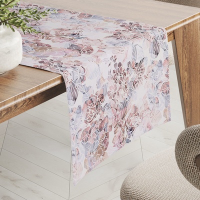 Biante Dekorační běhoun Rongo RGP-501 Růžovo-fialkové květy na bílém 35x180cm