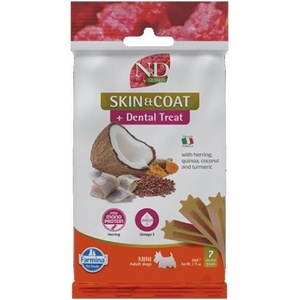 Farmina N&D Quinoa Skin & Coat Dental Care Treat With Herring, Coconut and Turmeric Mini - Дентални стикове за кучета от дребни породи с херинга, киноа, кокос и куркума - 60 гр, Италия - KND0006006