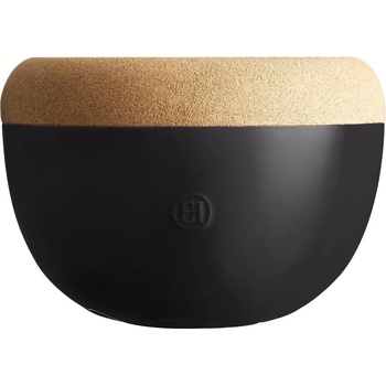 Image 1 of Emile henry (Франция) Керамична купа (фруктиера) с корков капак EMILE HENRY DEEP STORAGE BOWL - Ø27 см - цвят черeн (EH 8764-71)