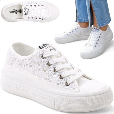 Lee Cooper bílé šněrovací na platformě