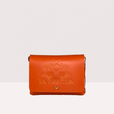 La Martina FLAMINIA SMALL kožená kabelka ORANGE
