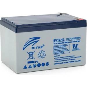 Ritar Оловна батерия RITAR EV12-12, AGM, 12V / 12 Ah, Терминал2, За електрически колички (RITAR-EV12-12) - zettabytex