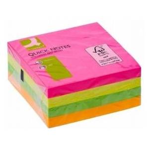Q-CONNECT self-adhesive cube, 76x76mm, 1x400 sheets, 4 colors, neon