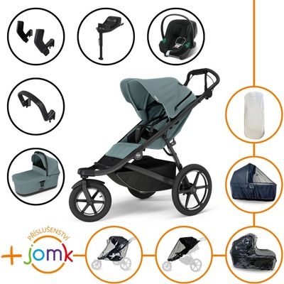 Thule Set 11v1 Urban Glide 3 Mid blue 2024 + madlo + korba Mid blue + JOMK příslušenství + autosedačka Cybex s ISOFIX základnou a adaptéry Thule – Zbozi.Blesk.cz