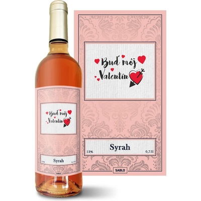 Sablio Buď môj Valentín Syrah ružové suché víno 12 % 0,75 l (čistá fľaša)
