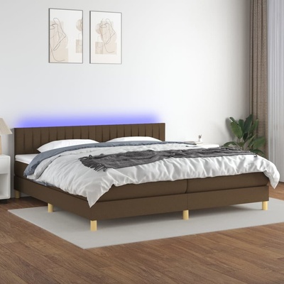 vidaXL 11461.3133904 Boxspring postel s matrací a LED tmavě hnědá textil