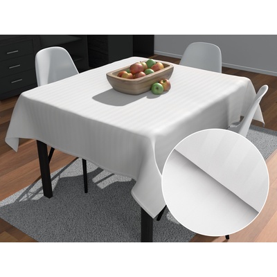 Biante Damaškový čtvercový ubrus Atlas Gradl bílé proužky 22 mm DM-008 80x80 cm