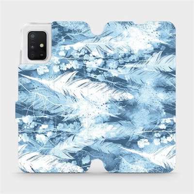 Pouzdro Mobiwear parádní flip Samsung Galaxy A51 - M058S Světle modrá horizontální pírka