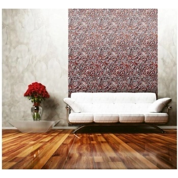 DIMEX ART s. r. o Луксозна флизелинова тапета червен и бял флорален абстракт