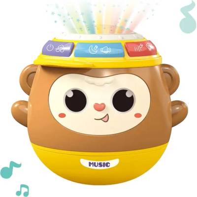 Raya Toys Музикална бебешка играчка неваляшка 4 в 1 Raya Toys - Маймунка, жълта (503123003)