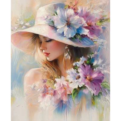 Norimpex - Puzzle Diamant painting: Woman with flowers 30x40cm - 1 - 39 piese