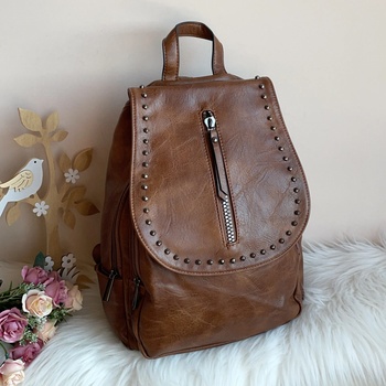 Image 1 of Дамска кожена Кафява раница Модел-8958