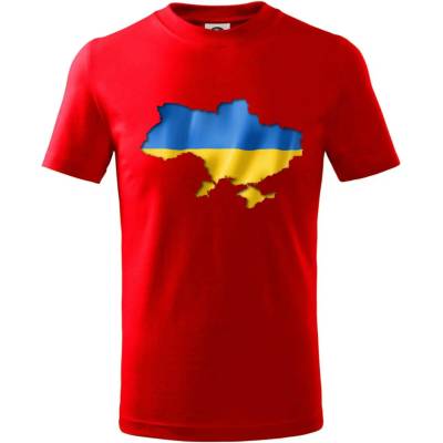 Ukrajina vlajka mapa tričko detské Červená