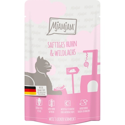 MjAMjAM Quetschie šťavnaté kuře a losos obecný 24 x 125 g