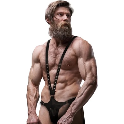 Кожено бельо за мъже, презрамки - V Form Leather Harness (D-235631)