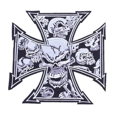 Nášivka Gray Iron Skull Cross střední