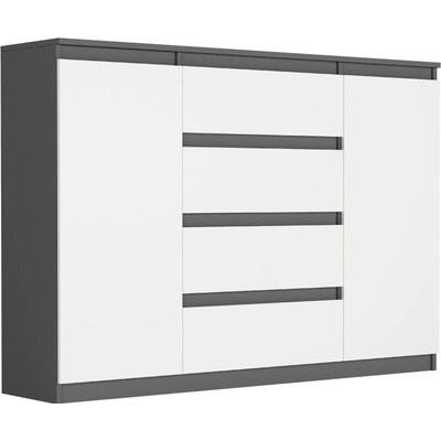 Framire Komoda se skříňkami a zásuvkami mix antracit 140 x 40 x 98 cm Modern R140S4