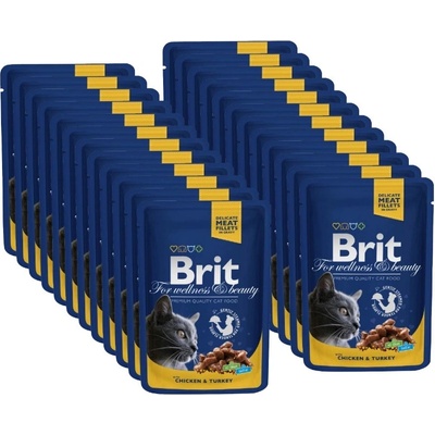 Brit Premium Cat s kuracím a morčacím mäsom 24 x 100 g