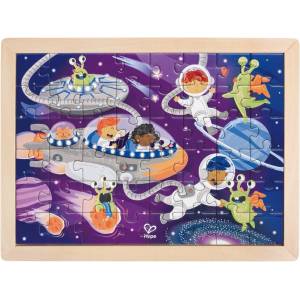 Hape Дървен пъзел, Hape, Космически приятели, 48 части (H1644)