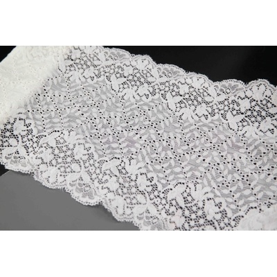 Elastická krajka, vsadka - off white - šírka 17 cm