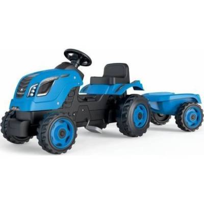 Smoby Traktor XL Blue s pedály a přívěsem