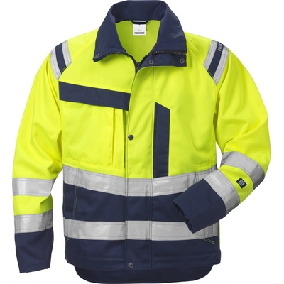 Fristads výstražná bunda 4026 PLU Fluorescenčno žltá Námornícka modrá