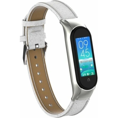 Deveroux Kožený řemínek lichee pro MiBand 5 - Bílý DEV0024