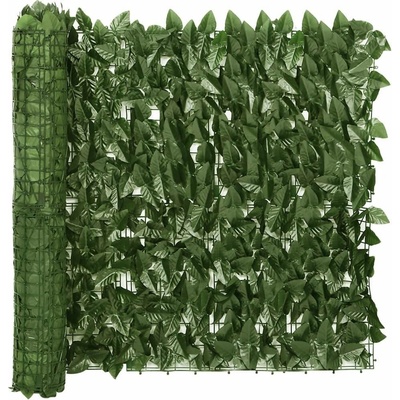 vidaXL Balkónová zástěna s tmavě zelenými listy 300 x 75 cm