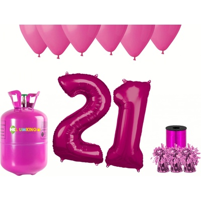 HeliumKing Helium párty set na 21. narozeniny s růžovými balónky