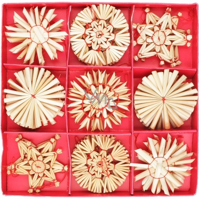 Anděl Přerov Slaměné ozdoby v krabičce cca 6 cm 32 kusů – Zboží Dáma