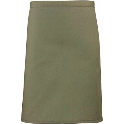Premier Workwear Středně dlouhá keprová zástěra do gastro provozu Olivová 70 x 50 cm PW151