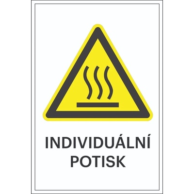 Varovné značení, varování proti horkému povrchu, s možností individuálního textu – plast, 300×450 mm