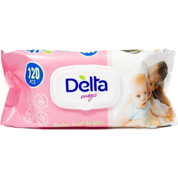 Delta Бебешки мокри кърпички Delta Magic - 120 броя, розови (3800502666110)