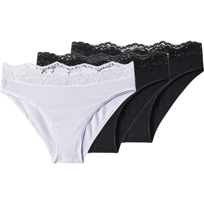 esmara Dámské kalhotky s krajkou 3 kusy černá bílá – Zboží Dáma