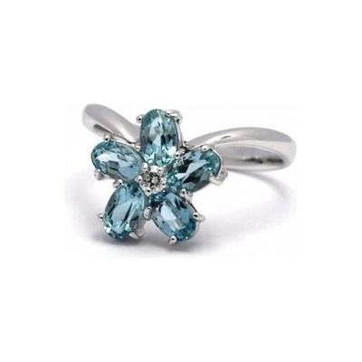 Přírodní luxusní akvamarínový zlatý prsten J-21136-12